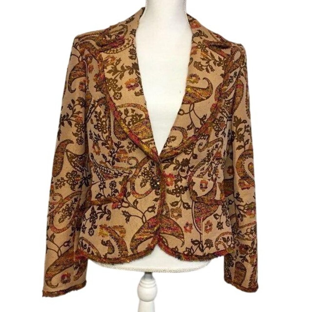 ECI New York Paisley Blazer Womens 10 Lined Jacket Used